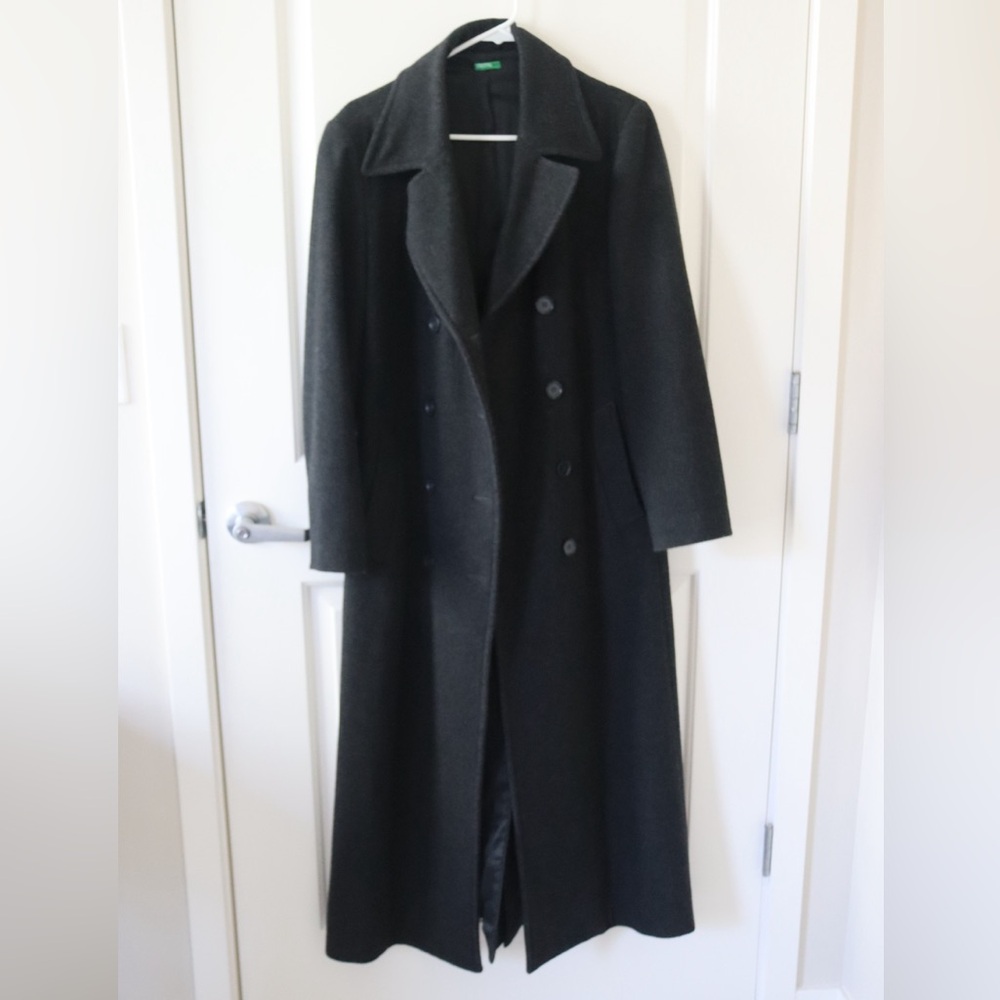 Benetton Black Wool Blend Long Coat Women's Size  S